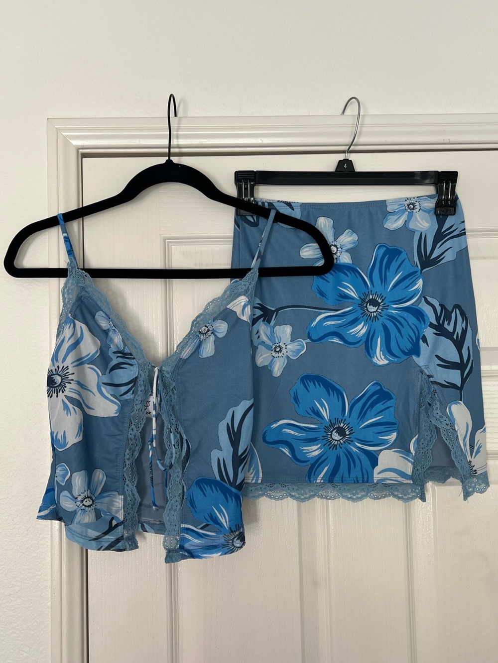 Princess Polly Light Blue Floral Lace Cami Set